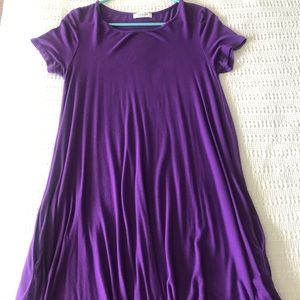 Purple short sleeve T shirt dress